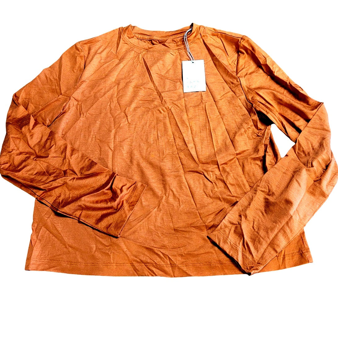 Women's Long Sleeve T-Shirt - a New Day, Orange, XS (0-2)