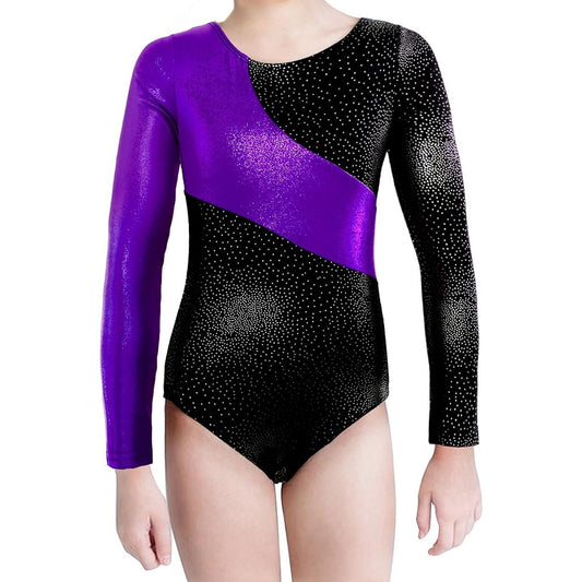 Gymnastics Leotards L/S Dance Leotard Sparkle Ballet Dancewear, 13-14 Years