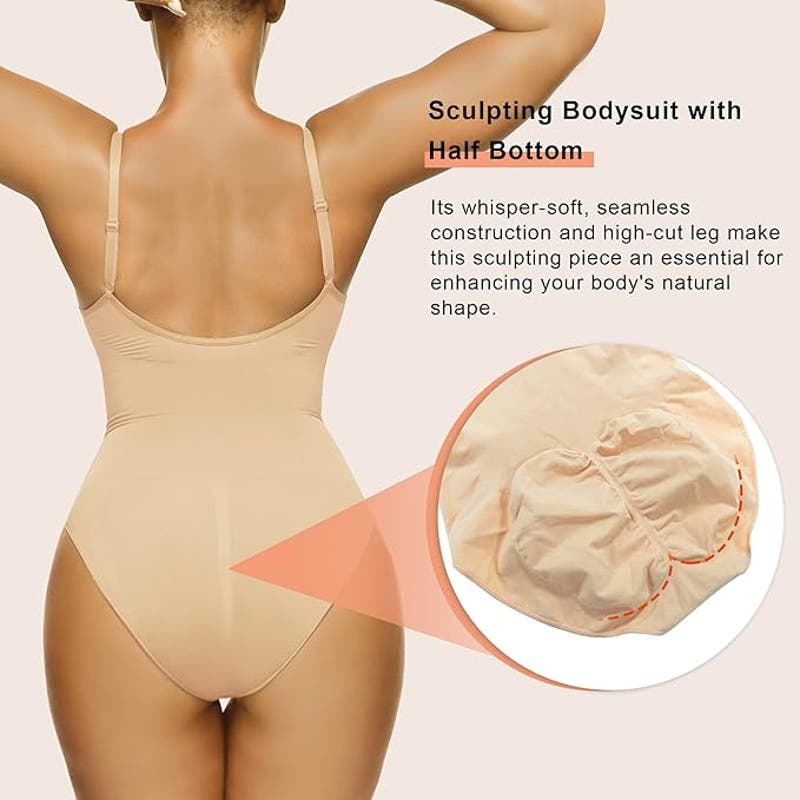 SHAPERX Shapewear Bodysuit Tummy Control Seamless Sculpting Snatched Waist, S/M