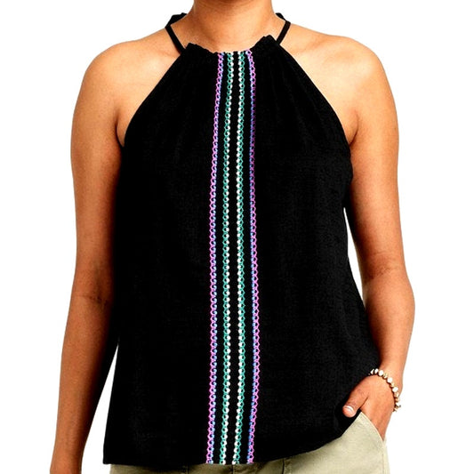 Women's Woven Halter Tank Top - Knox Rose, Black, Small