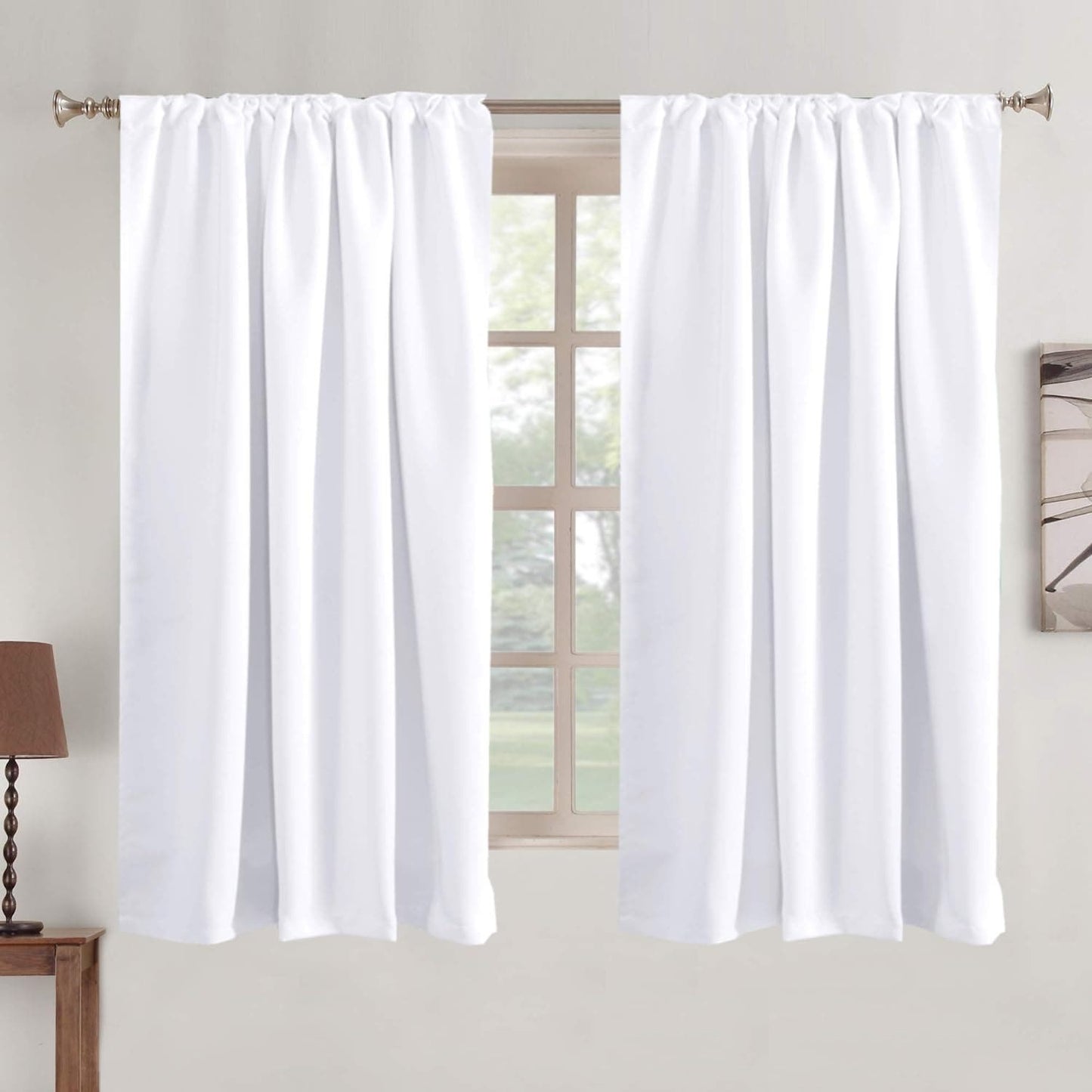 2 Curtain Panels Insulated Thermal Back Tab/ Rod Pocket 52W x 63L 50% Darkening