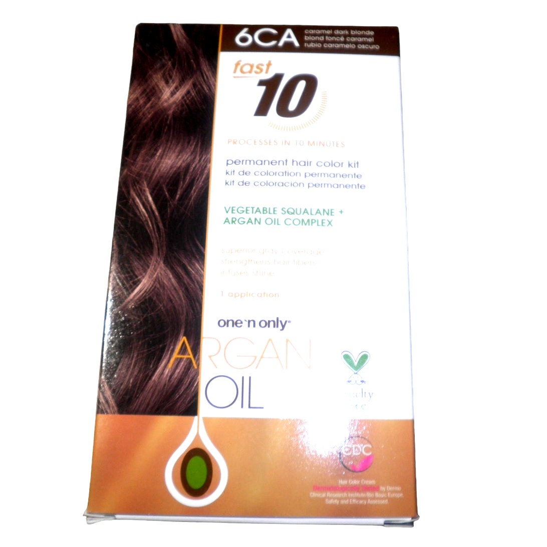 One 'n Only Argan Oil Fast 10 Permanent Hair Color Kit 6CA Caramel Dark Blonde