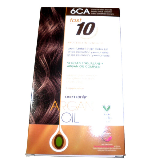 One 'n Only Argan Oil Fast 10 Permanent Hair Color Kit 6CA Caramel Dark Blonde