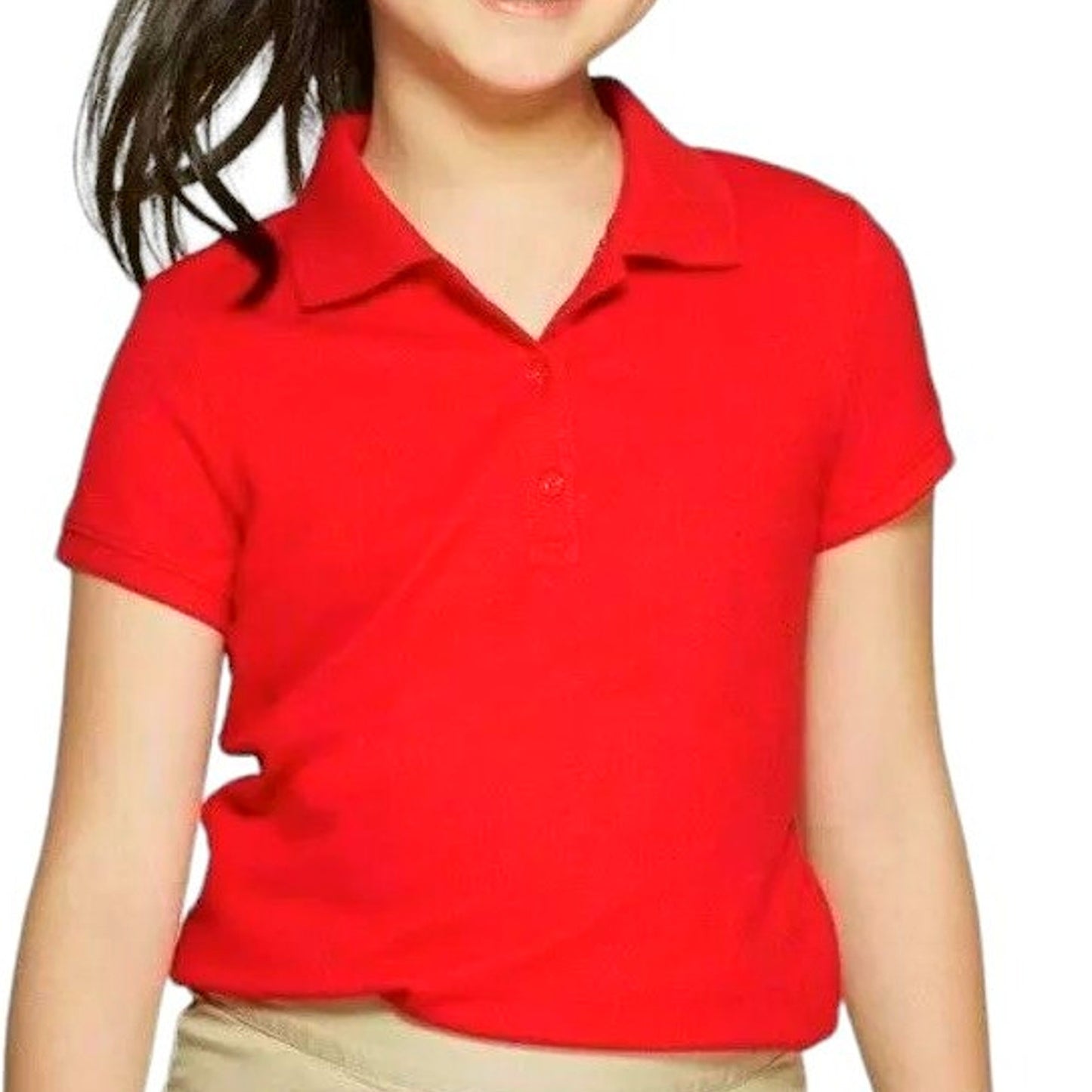 Girls' Short Sleeve Interlock Polo Shirt - Cat & Jack™ Red Medium (8)