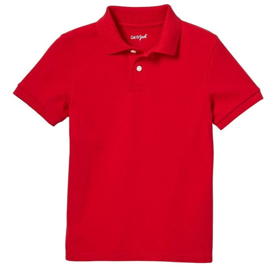 Boys Short Sleeve Interlock Polo Shirt - Cat & Jack, Red, Large (12/14)