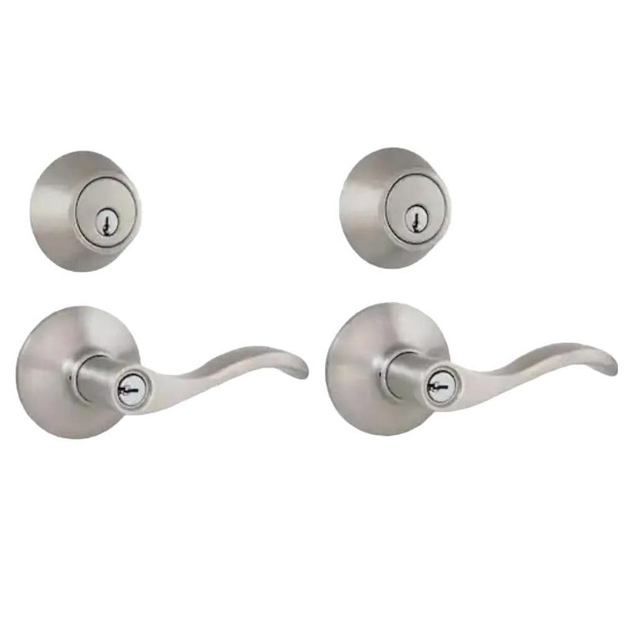 Defiant Naples Satin Nickel Single-Cylinder Project 2-Pack, Deadbolts & Levers