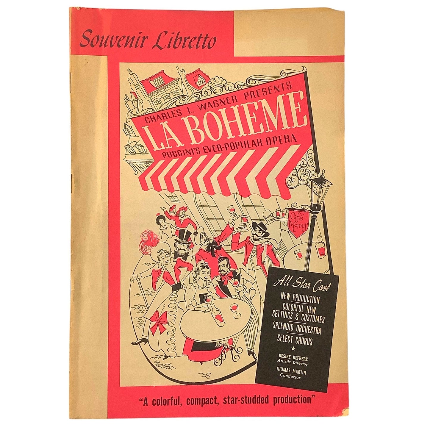 Souvenir Libretto, La Boheme, 1954 & a Playbill La Boheme in NYC, July 19 1962