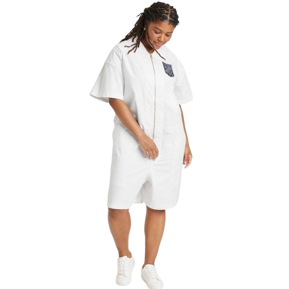 Houston White Adult Short Sleeve Flight Suit,. Romper / Jumpsuit - White, Medium