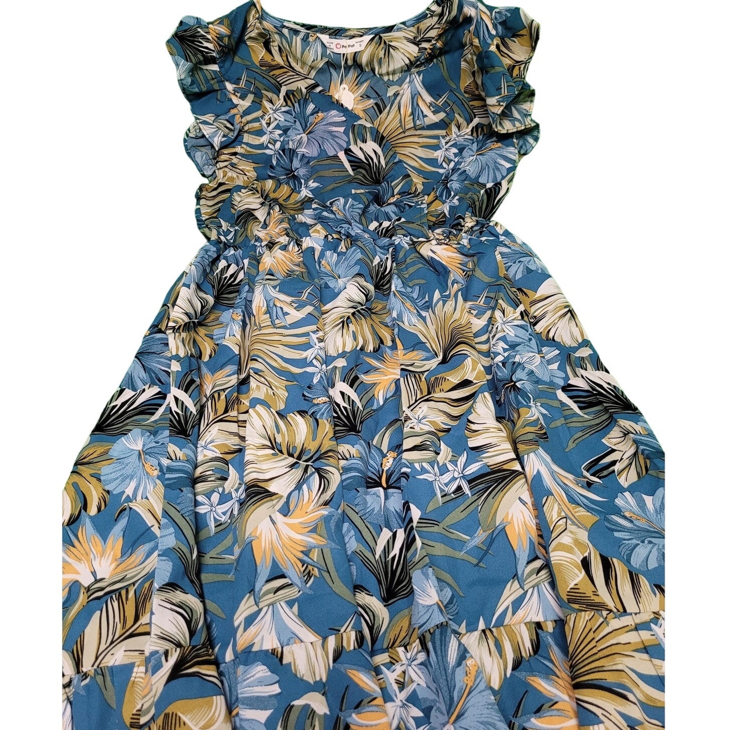 Women's Blue Tropical Floral Print Dress, Size Small (4-6) NWT