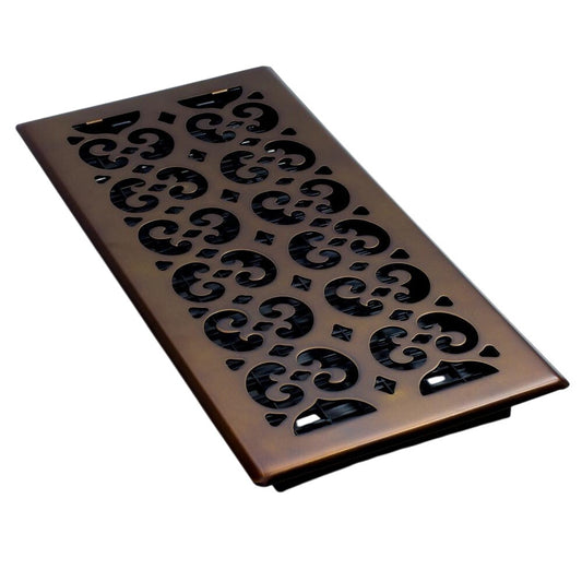 Decor Grates 6 in. x 14 in. Duct Scroll Rub Bronze Floor Register, SPH614-RB