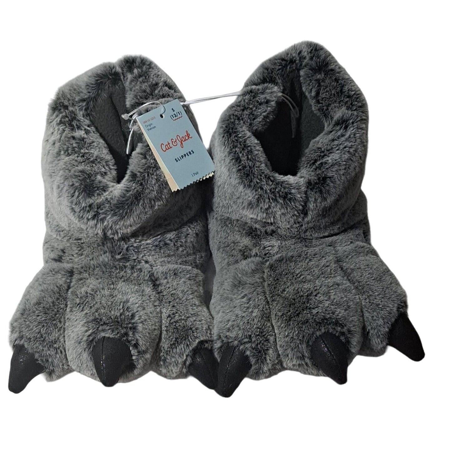 Boys' Ferdinand Dinosaur Claw Slippers - Cat & Jack Charcoal Gray MED (2/3) NWT