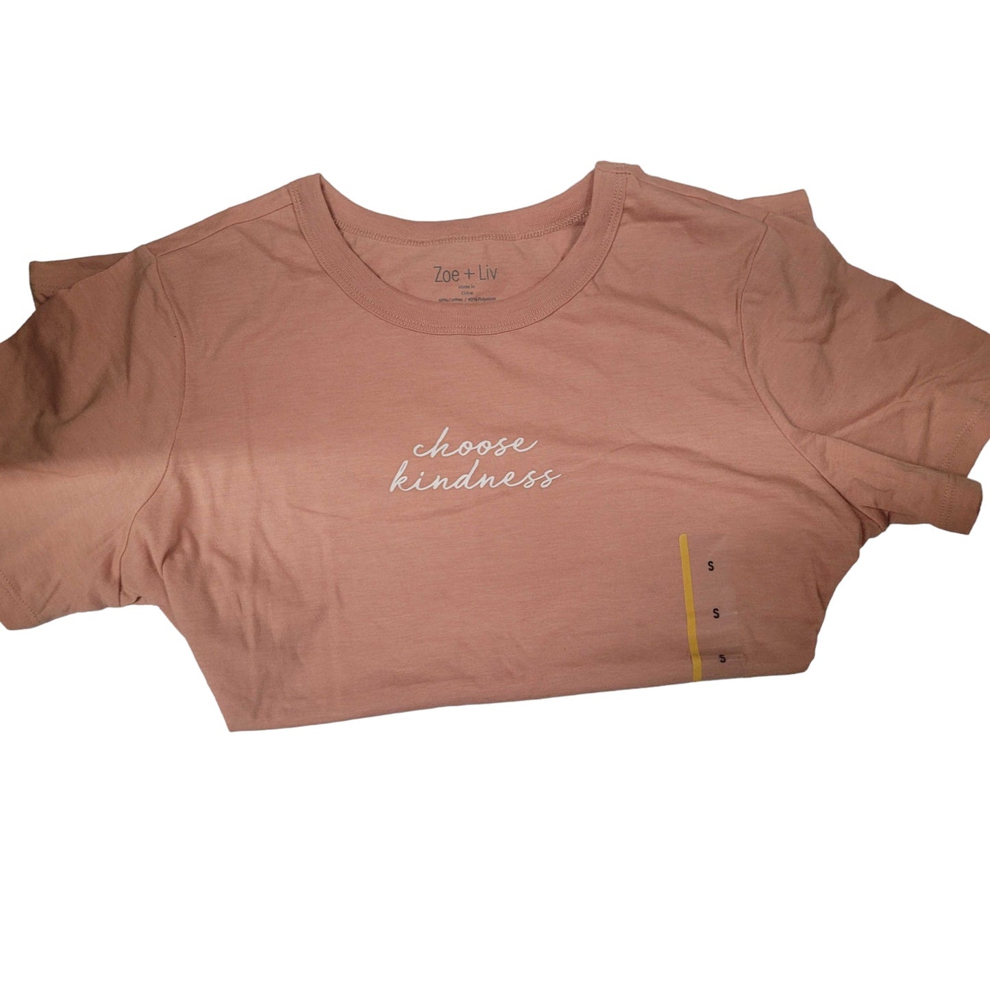 Women's Small "Choose Kindness" Short Sleeve Graphic T-Shirt - Misty Rose