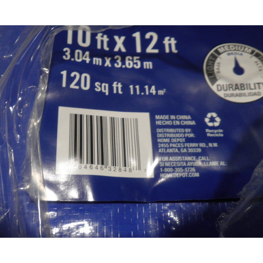 Everbilt 12 ft. x 10 ft. (120 Sq. Ft.) Blue Medium Duty Tarp - Free Shipping