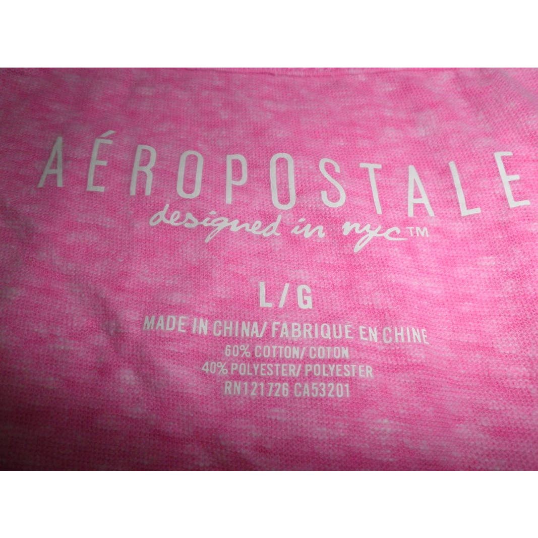 Large Aeropostale Ladies V-Neck Shirt, with Embossed Graphics, Pink, NWT