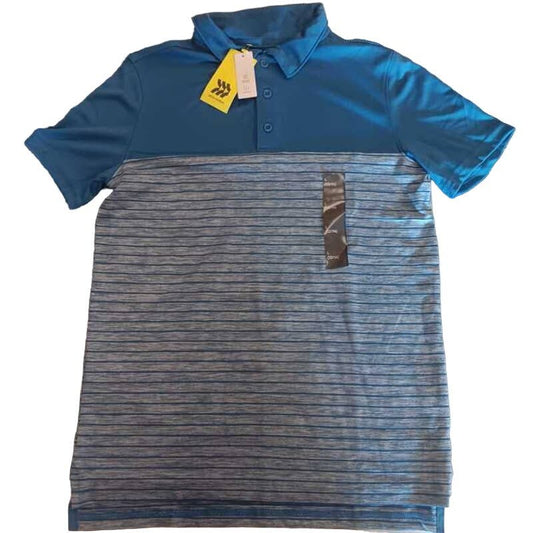 Boys' Large (12/14) Striped Golf Polo Shirt - All in Motion Blue