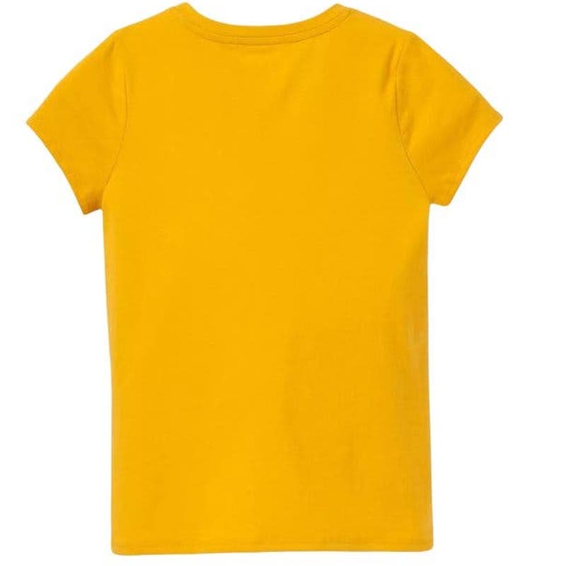 Girls XS(4/5) L/S Graphic "Leaf Heart" Long Sleeve T-Shirt, Amber/Mustard Yellow