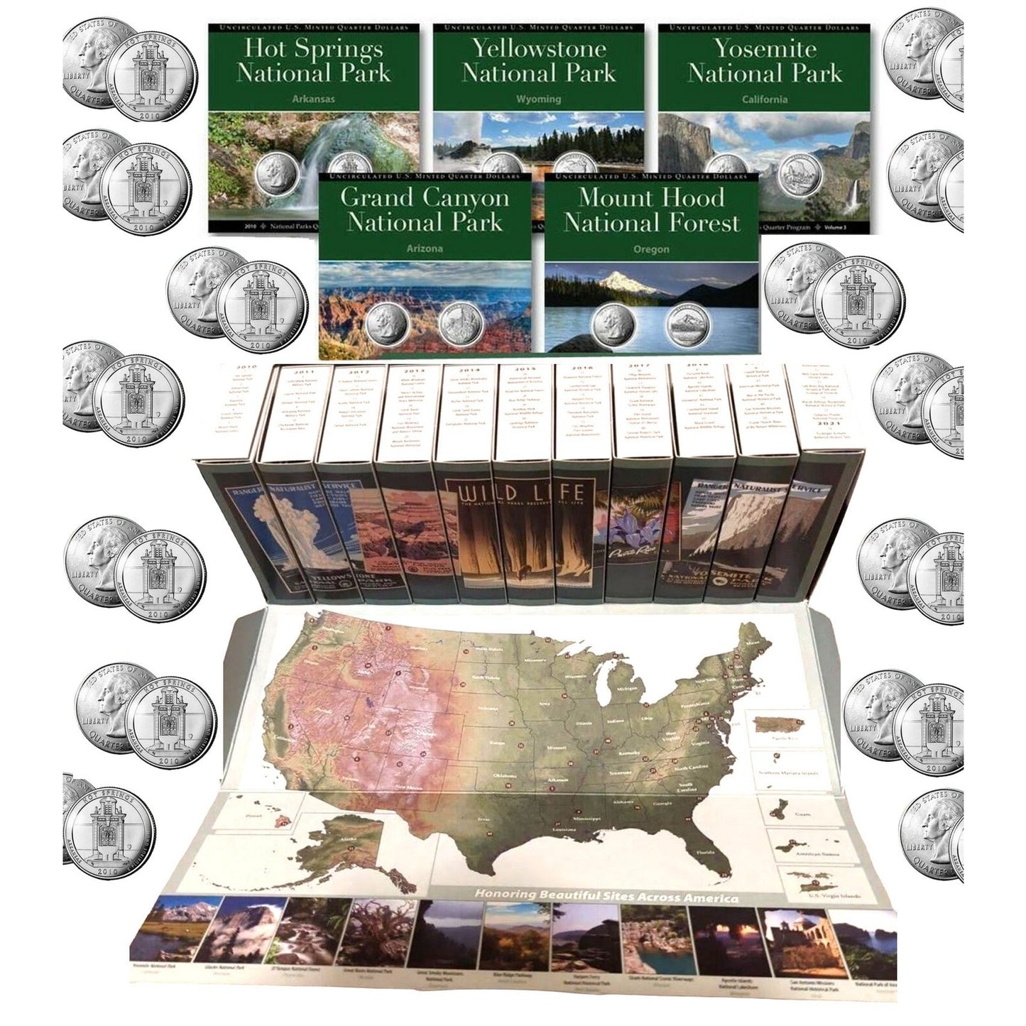 National Parks Quarter Complete Boxed Set 2010-2021 - 112 Quarters on Fact Cards