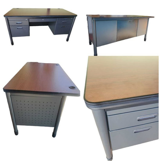ASSEMBLED OFM Metal 5-Drawer Double-Pedestal Teachers Desk LOCAL PICKUP ONLY