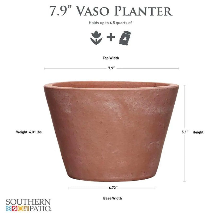 7.9 in. x 5.2 in. Terracotta Clay Pots (Case of 2) Southern Patio - Free Ship or [Local Pickup $5 per Case of 2 Pots]