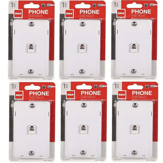 Six (6) RCA Modular Wall Telephone Mount / Jack TP251WH (White) - Free Shipping