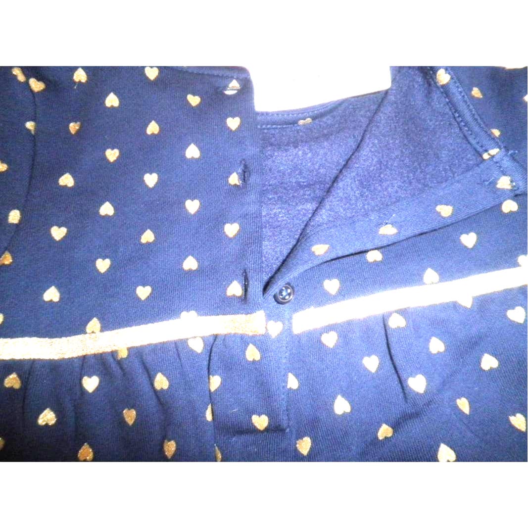 2T Carter's 2-Piece Blue Fleece Top w/ Gold Hearts w/ Gray Leggings