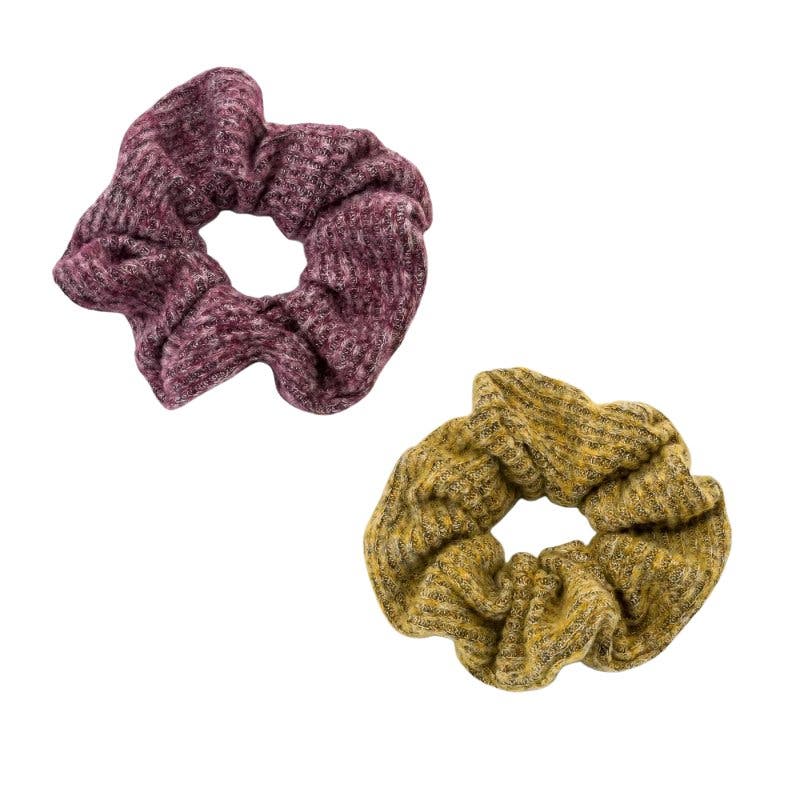 Free Shipping- Heathered Knit Hair Twisters 2 Pc - Colors: Purple/Yellow
