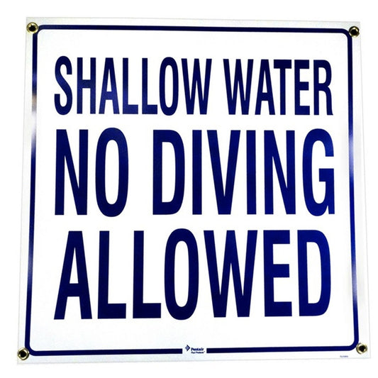 2 x 24"L x 24"W PVC Swim Safety Signage:  "SHALLOW WATER NO DIVING ALLOWED"