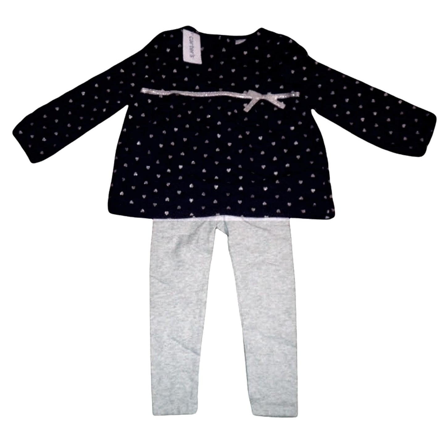 5T Carter's 2-Piece Blue Fleece Top w/ Gold Hearts w/ Gray Leggings, NWT