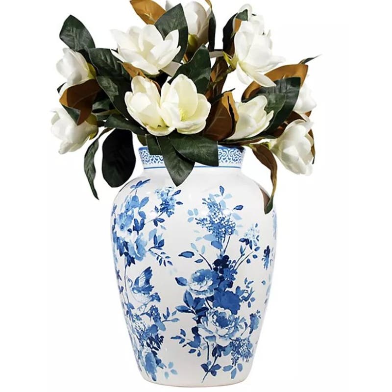 BIG Decorative Ceramic 19.5"H Vase, White/Blue Floral Ceramic · Table · Bouquet FREE SHIPPING or [Local Pickup for $20]