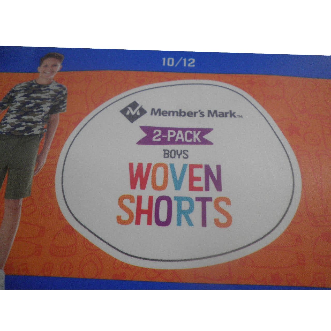 Boys 2-Pack Size 10/12 Woven Shorts Set, Green & Tan w/ Elastic Waist -Free Ship