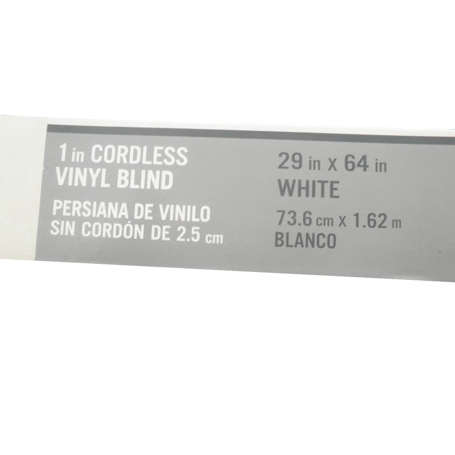 White Cordless Light Filtering 1 in. Slats Vinyl Mini Blind - 29"W x 64"L
