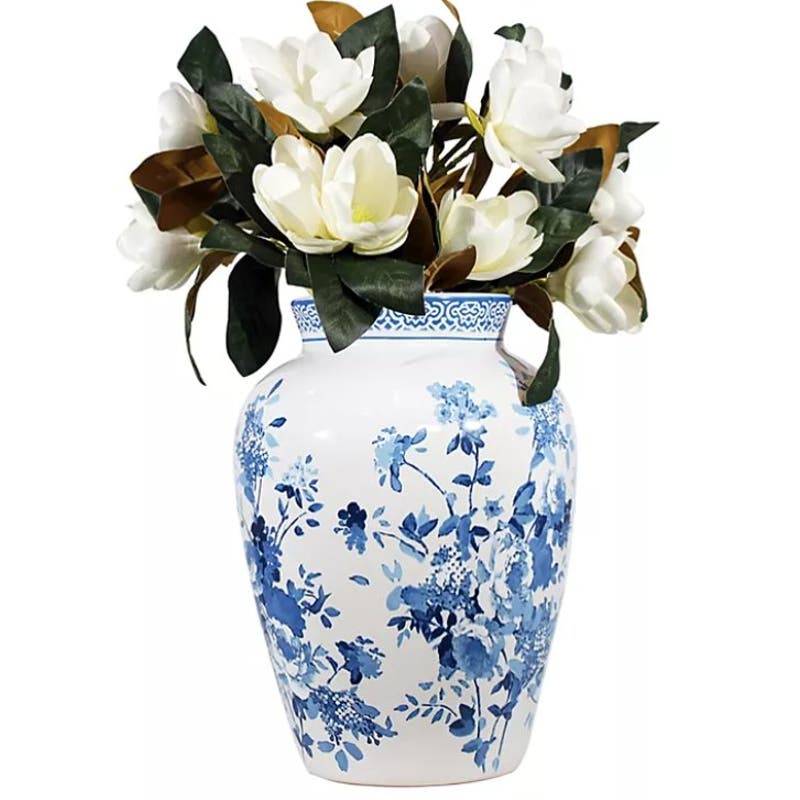 BIG Decorative Ceramic 19.5"H Vase, White/Blue Floral Ceramic · Table · Bouquet FREE SHIPPING or [Local Pickup for $20]