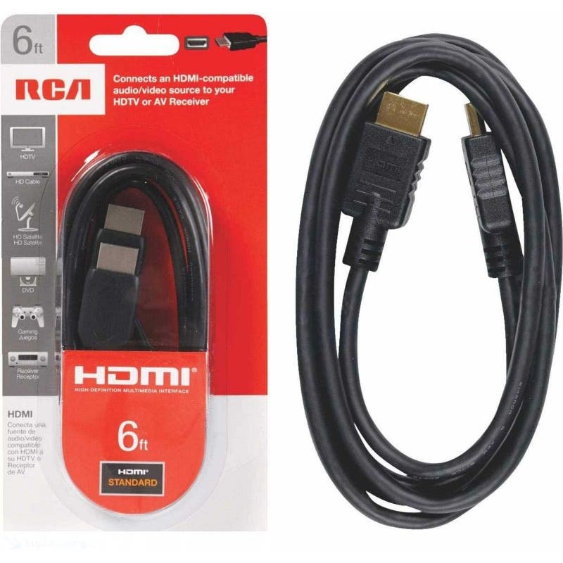 RCA 6 Ft. HDMI Cable, VH6HHR, Use for TV, Projectors, Home Theater, DVD & More