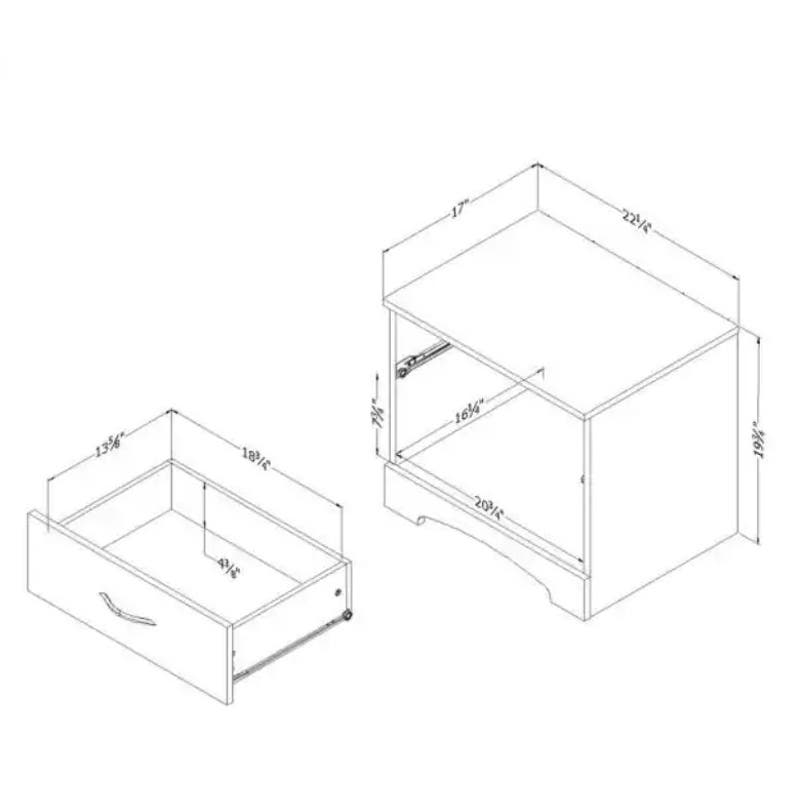 1 Pr (2 Nightstands), South Shore Step One 1-Drawer Nightstands, Black 19x22x17 [Local Pickup in Cropwell, AL 35054 $25 for the Pair]