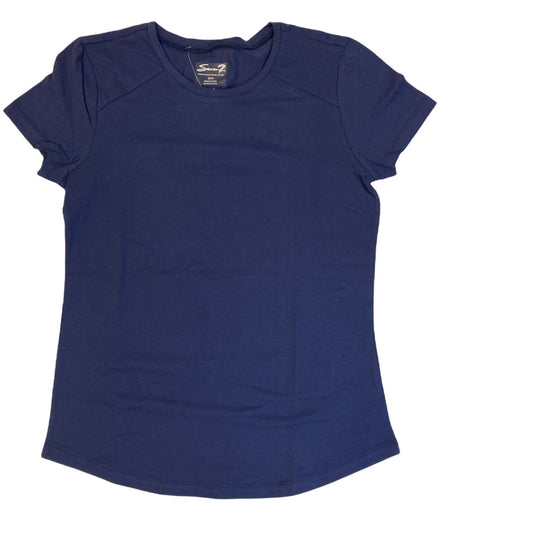 Seven7 Women Small Cotton Crew Neck Short Sleeve T-Shirt (Navy Blue)