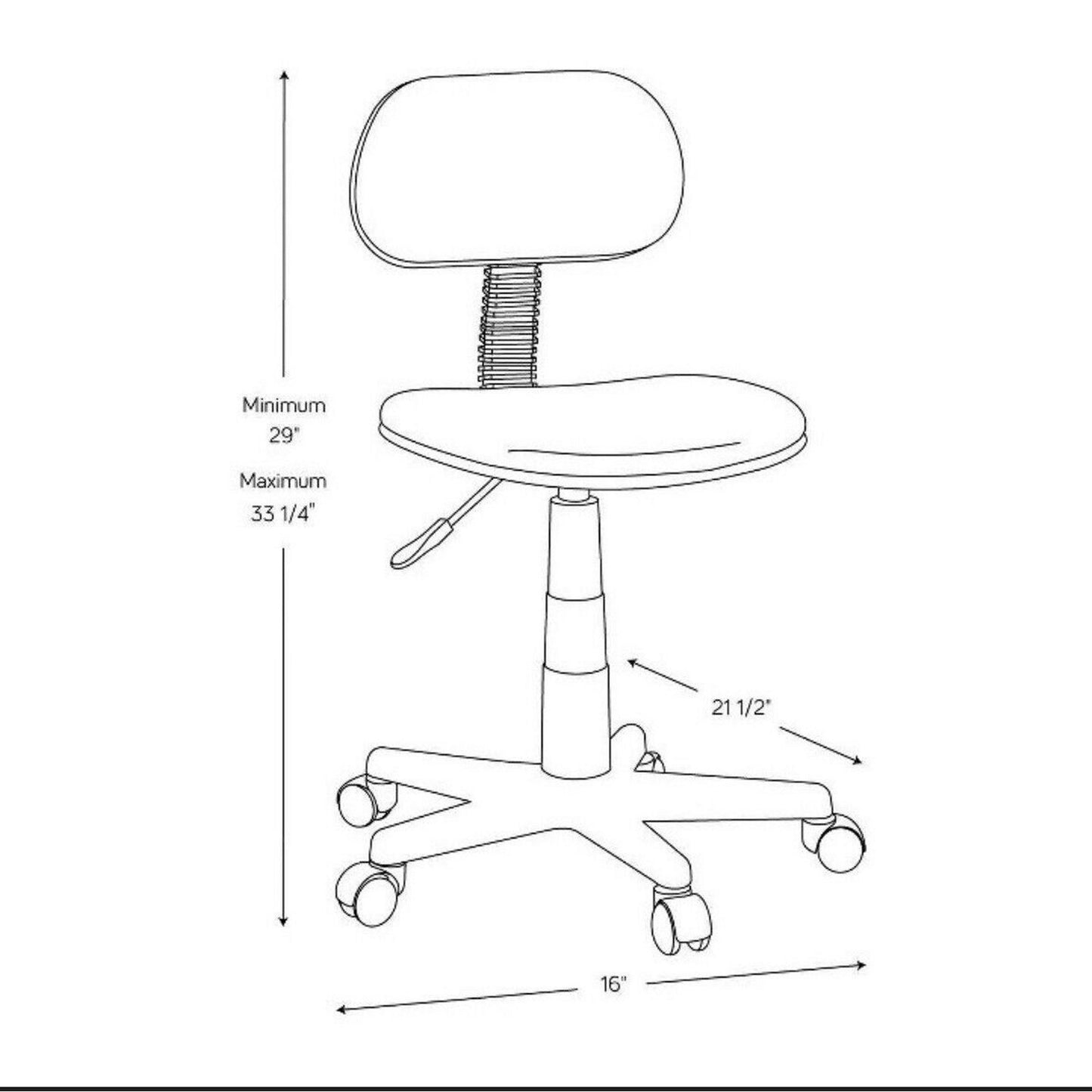 Easy-Care Fabric Task Chair Black, NIB, Adjustable 29" - 33.25" + Free Shipping