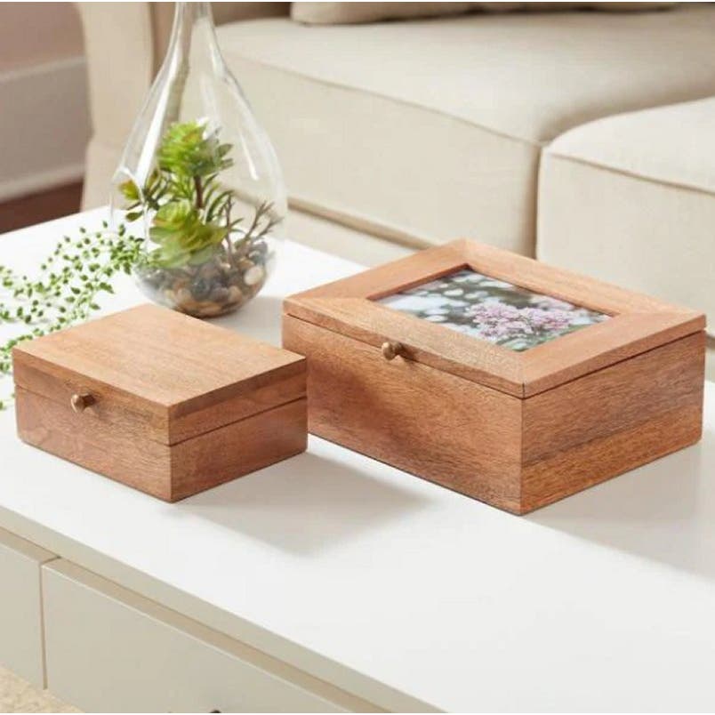 Rectangle Wood Photo Nested Storage Box with Lid (Set of 2)- Free Shipping