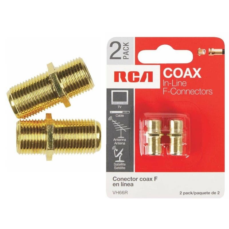 RCA 2-PK In-Line F-Connectors, VH66R Feed Thru Coaxial Cable Coupler - Free Ship