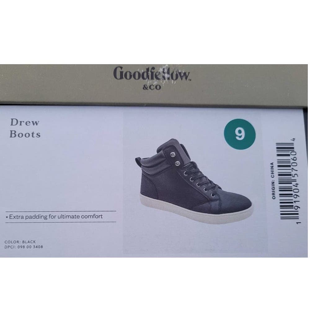 Men's Drew High-top Sneaker Boots - Goodfellow & Co Black, Sz 9