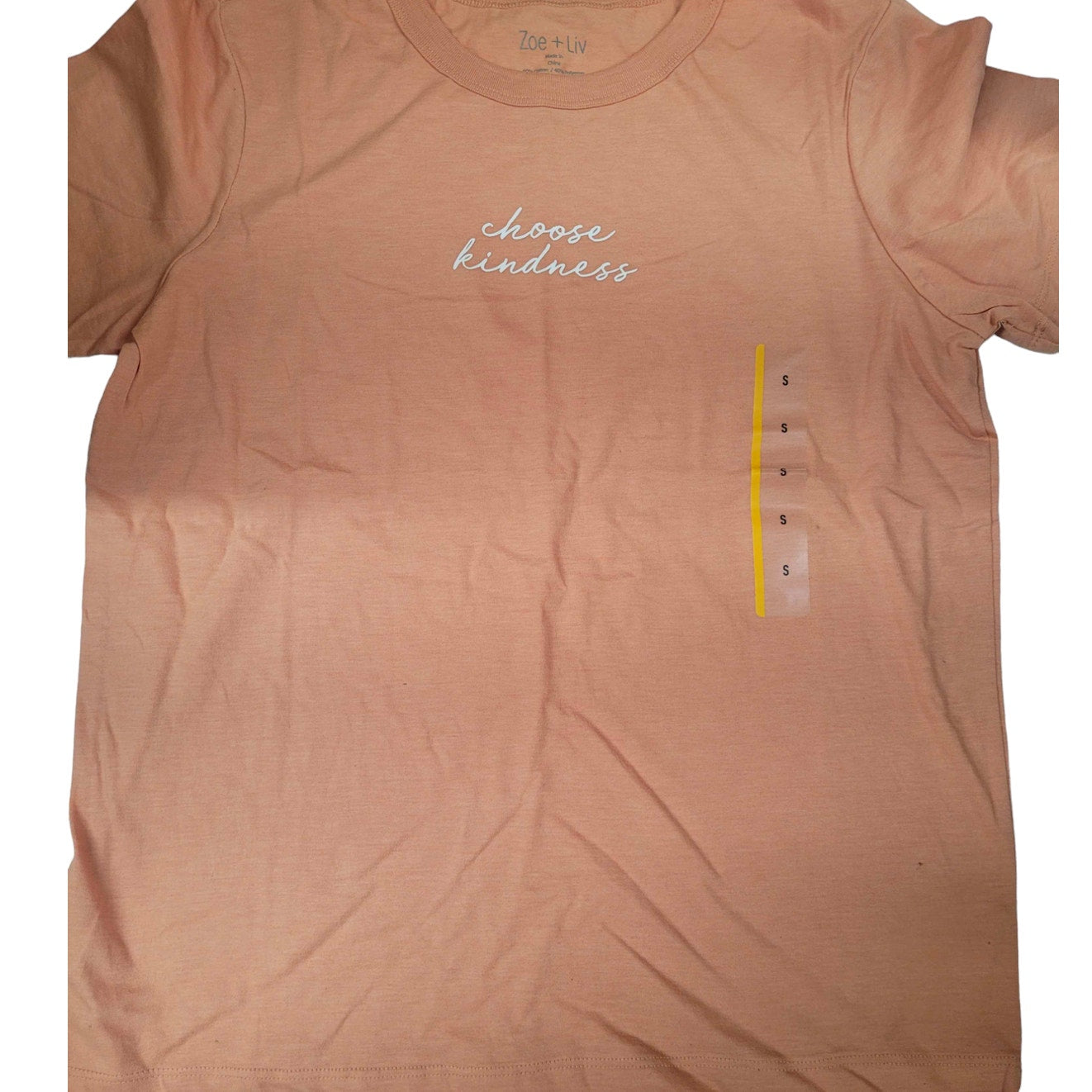 Women's Small "Choose Kindness" Short Sleeve Graphic T-Shirt - Misty Rose