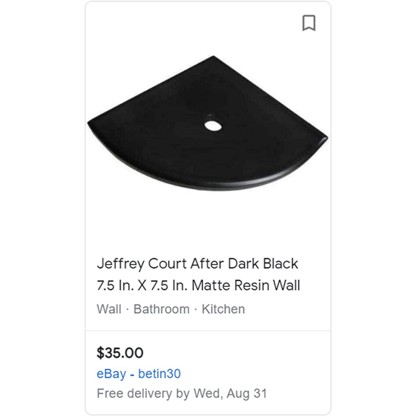 Jeffrey Court After Dark Black 7.5 In. X 7.5 In. Matte Resin Wall -Free Shipping