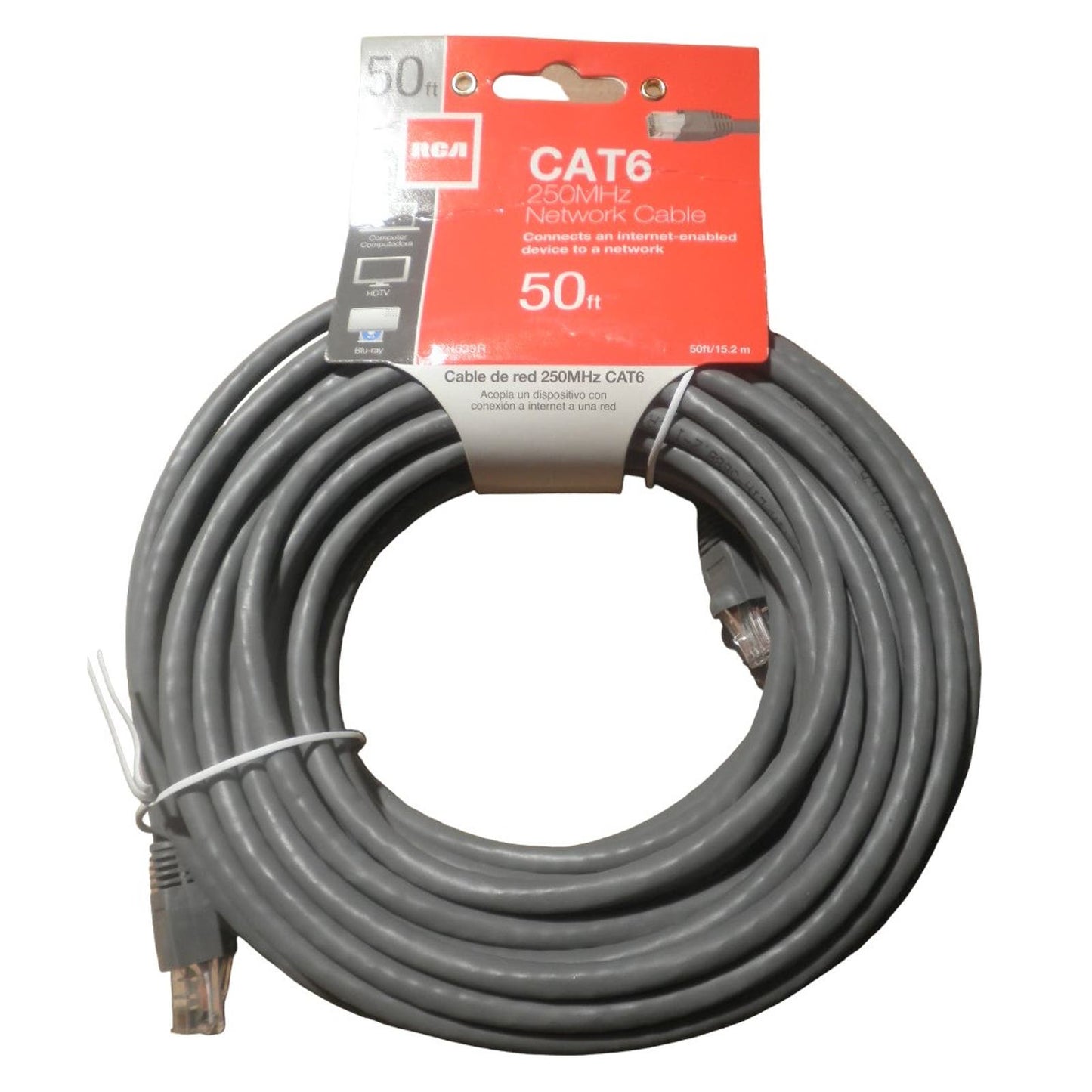 RCA 25-Feet Cat6 Network Cable 250Mhz Ethernet Cable, Gray (TPH632R) - Free Ship