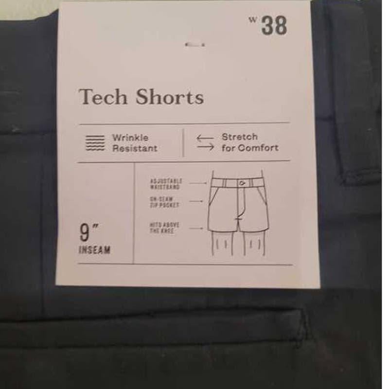 Men's 9" Inseam Tech Shorts, Size 38, Ebony - Goodfellow & Co