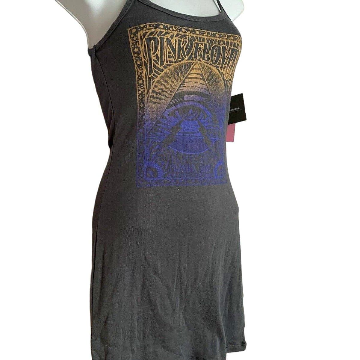 Women's Pink Floyd Dress Sz. LRG Gray Sleeveless Graphic Bodycon New