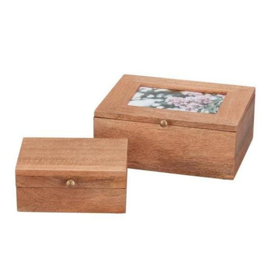 Rectangle Wood Photo Nested Storage Box with Lid (Set of 2)- Free Shipping