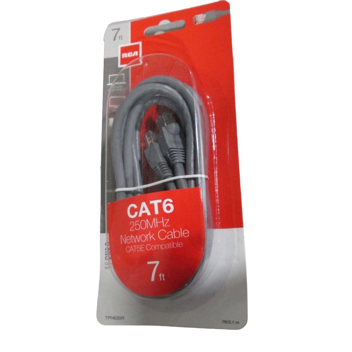 RCA 7-Feet Cat6 Network Cable 250 Mhz, CAT5e Compatible (TPH630R) - Free Ship