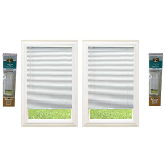 2-PK 23"W x 72"L White Cordless Room Darkening 1" Window / Door Vinyl Mini Blind