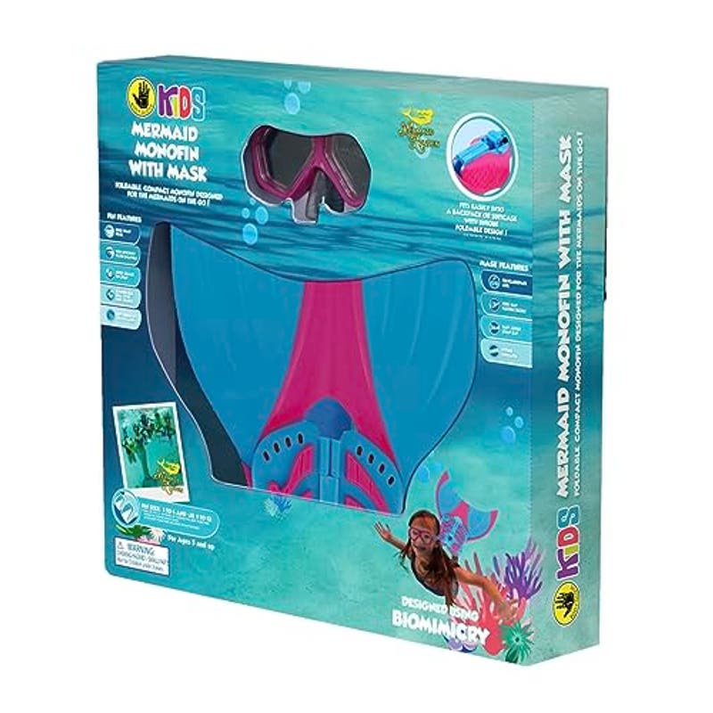 Kids' Mermaid Monofin with Mask & Fins, Pink/Blue, by Body Glove, NIB