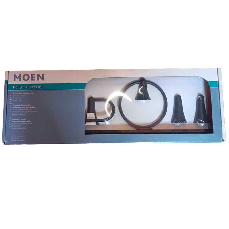 MOEN Hollyn 3-Piece Bath Hardware Set w/ 24" Towel Bar, Paper Holder, Towel Ring