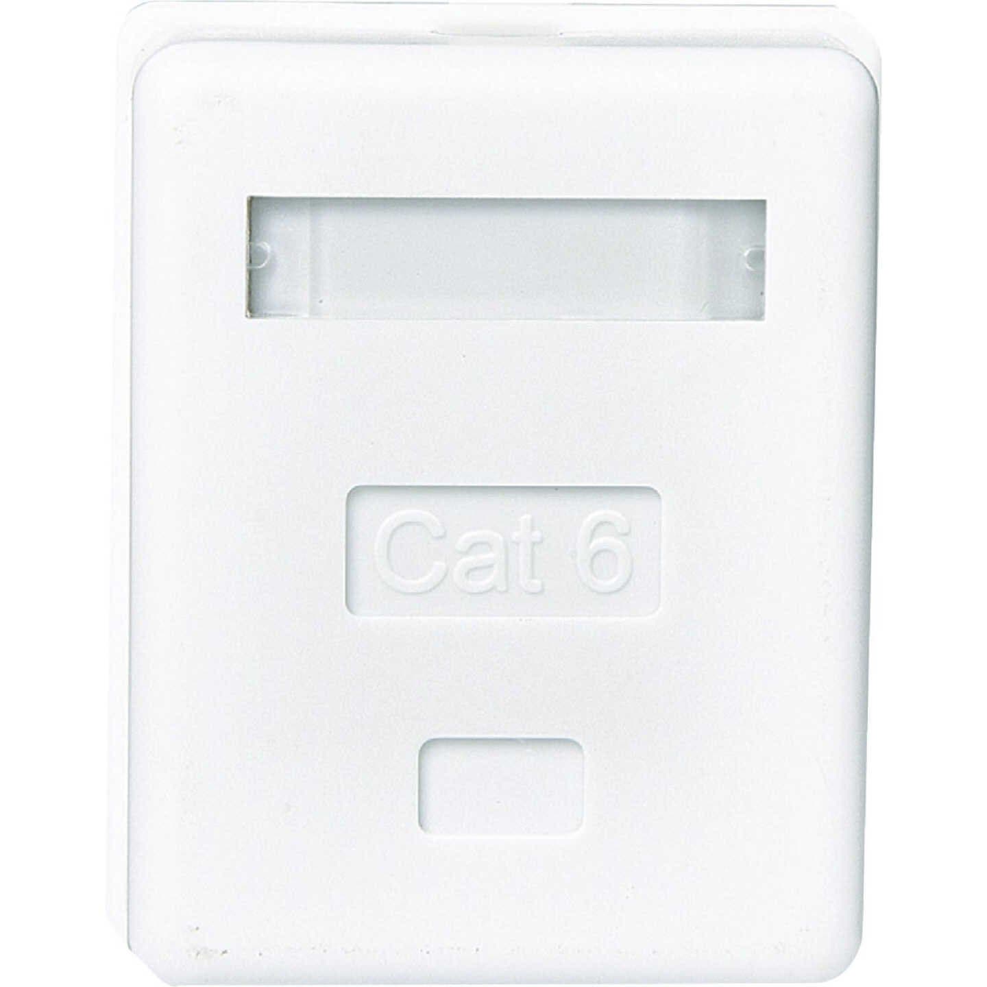 RCA White Surface Mount Jack, Plastic CAT 5E/6 Wall Jack, TPH563R